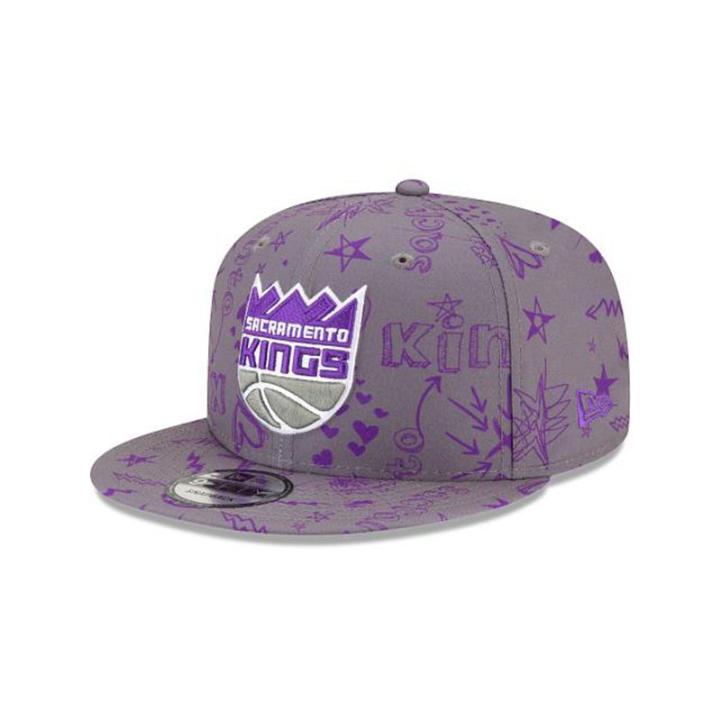 NBA Sacramento Kings Doodle 9Fifty Snapback (VIP2074) - Grey New Era Caps